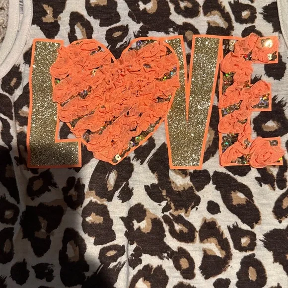 Justice size 7 top and Gymboree size 7 “LOVE” and leopard print skirt outfit - Picture 3 of 5